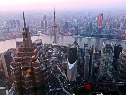SWFCビル100階から見た上海