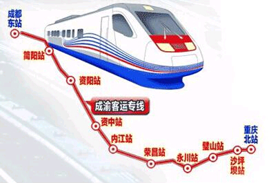 成都⇔重慶　高速鉄道（新幹線）切符手配　※列車時刻表