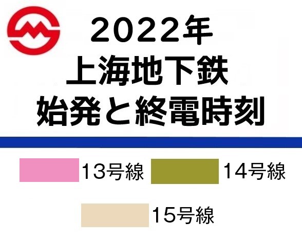 上海地下鉄の始発・終電時刻（13～15号線）